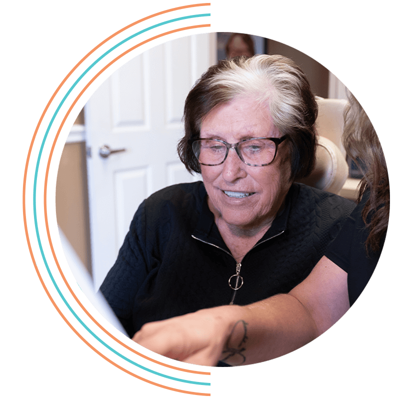 lady reading insurance pamphlet